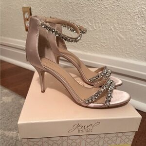 Badgley Mischka Champagne Satin Heels